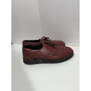 CLARKS MEN'S Burgundy BOAT LEATHER SHOES SIZE 12 Vintage Casual Derby Lace Shoe